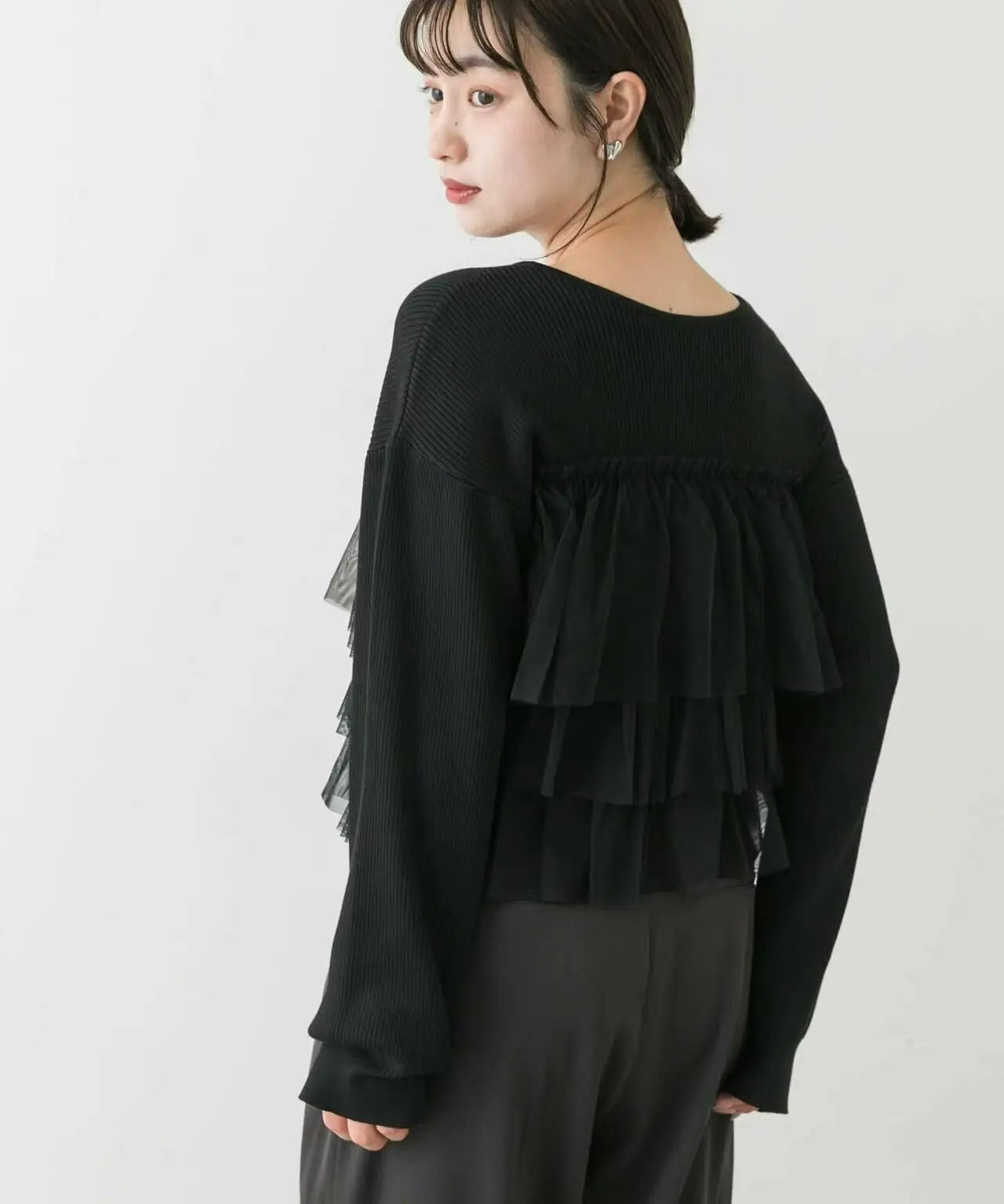 日本直送Double Zip Frill Knit Cardigan HANNA