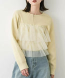 日本直送Double Zip Frill Knit Cardigan HANNA