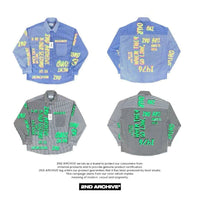 【一口價$379/件】🇰🇷韓國直送🇰🇷 2ND ARCHIVE Overfit Neon Lettering Striped Shirt 2ND ARCHIVE