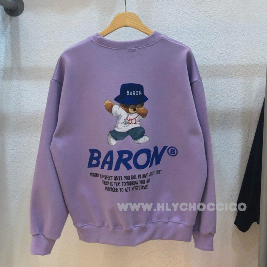 韓國直送Baron Overfit Round Bear Combination Sweatshirt 3 Colors