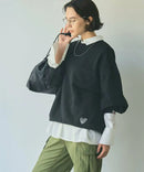 日本直送Coen heart motif embroidered sweatshirt HANNA