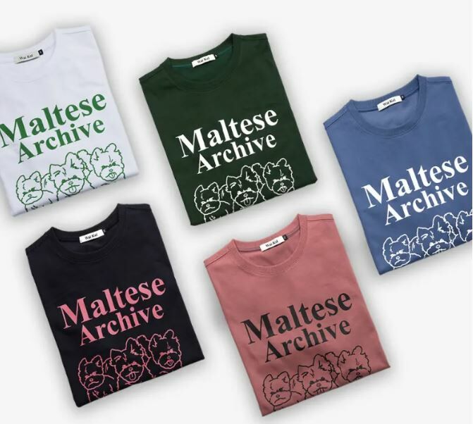 韓國直送Waikei Maltese Archive Line Graphic Half Tee  - 5 Color