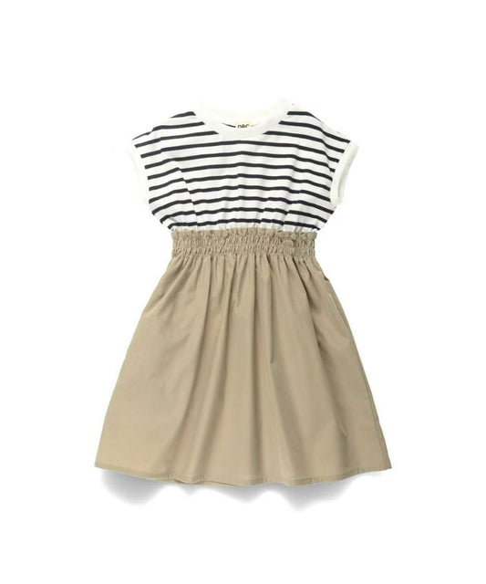 日本直送DRC Branshes  Waist-Switched Docking Short-Sleeved Dress