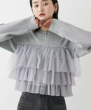日本直送Double Zip Frill Knit Cardigan HANNA