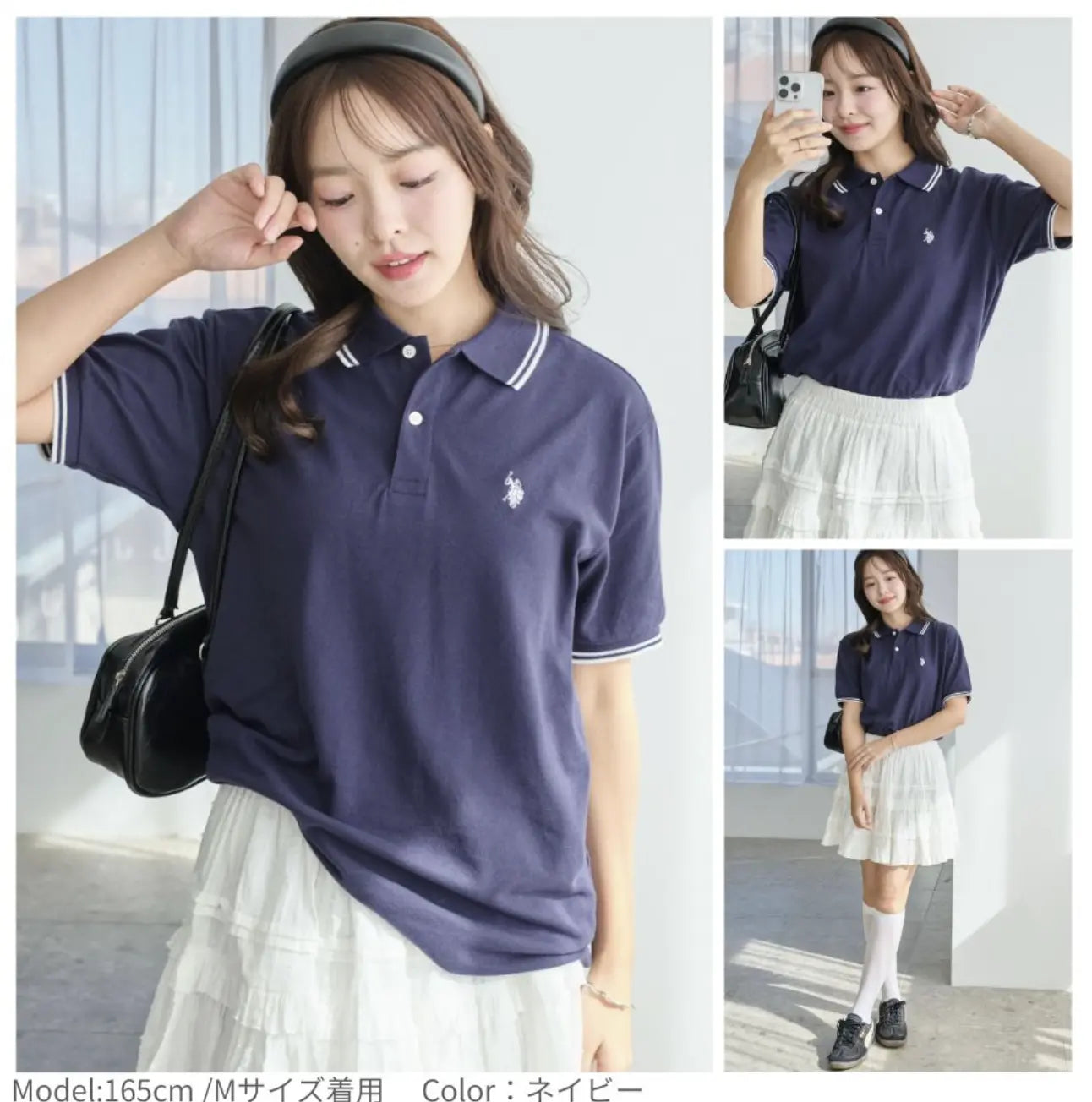 日本直送USPOLO Line Polo Shirt WEGO LADY'S