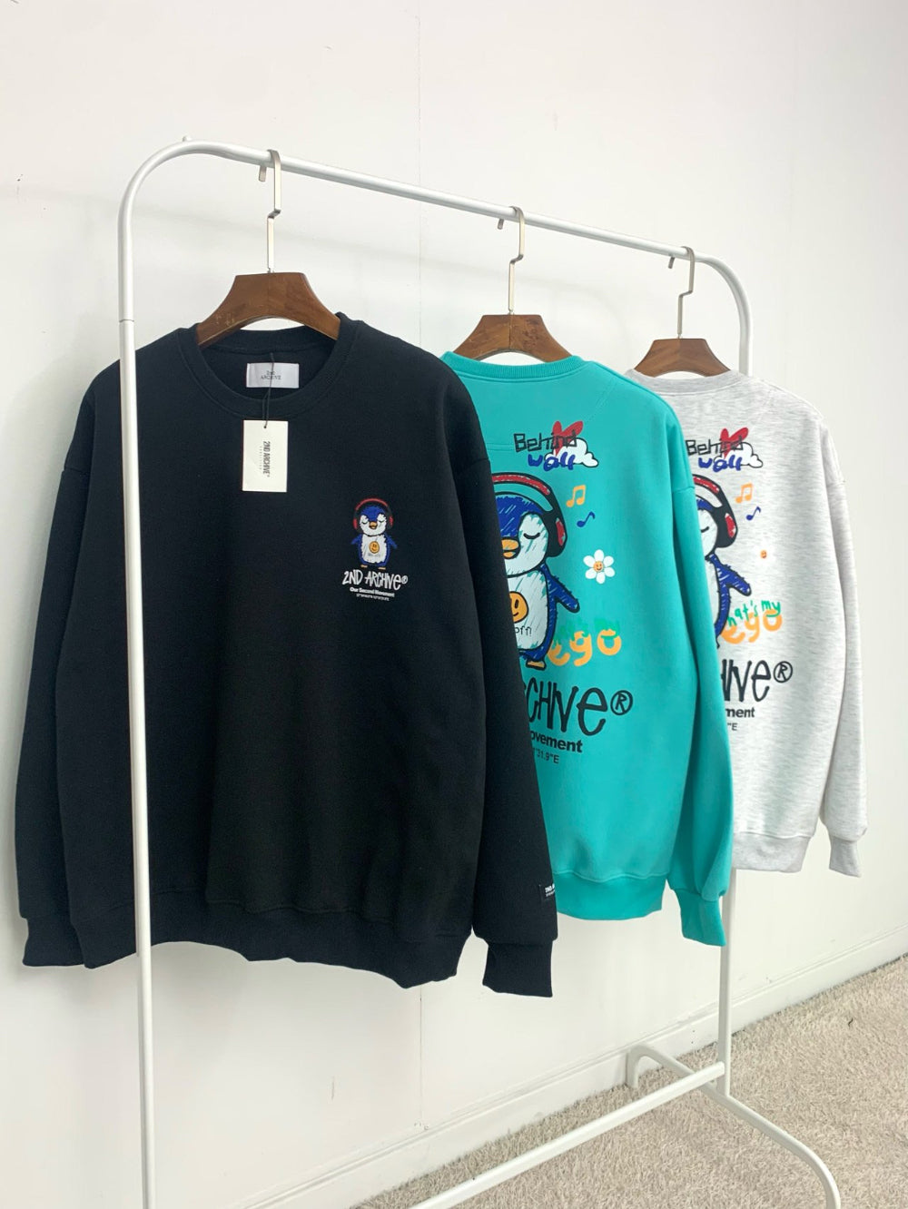 【一口價$370/件】🇰🇷韓國直送🇰🇷 2ND ARCHIVE Headset Penguin MTM Sweatshirt 2ND ARCHIVE