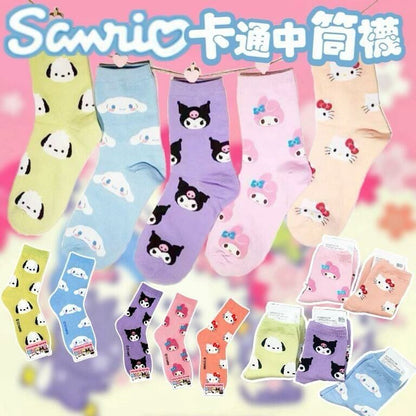 【一口價$98/套】Sanrio 卡通中筒襪 (1套5對) (大廠)