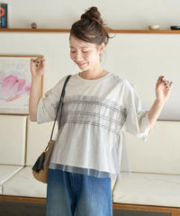 Tulle Ruffle Docking Short Sleeve T-Shirt Nya醬外貿服飾 (大廠)