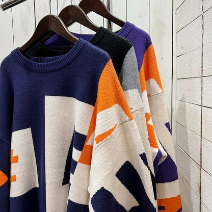 韓國直送BARON Box Lettering Crewneck Knit Sweater