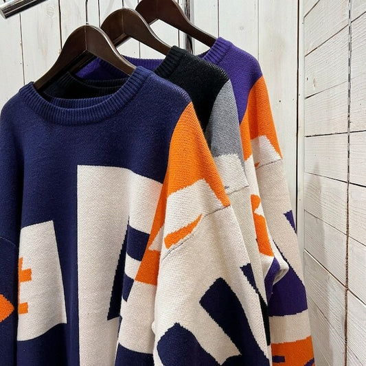韓國直送BARON Box Lettering Crewneck Knit Sweater