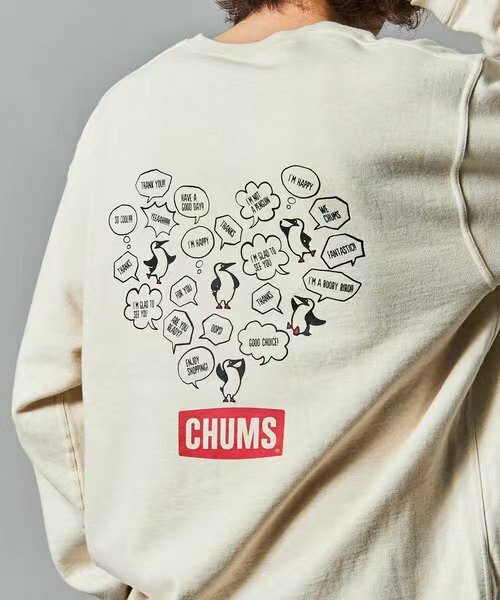 CHUMS Random Booby Bird Back Print Crew Neck Sweatshirt