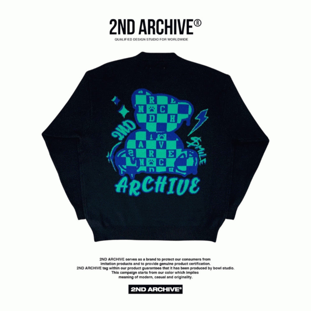 韓國直送🇰🇷 2ND ARCHIVE Chess Bear Knit Sweater