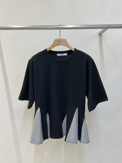 韓國直送Casual Gingham Detail Top