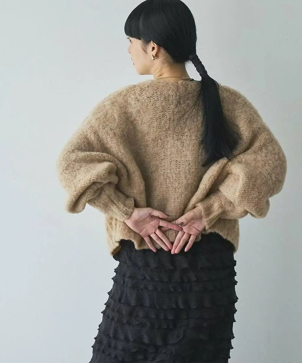 日本直送Coen Melange brushed short knit cardigan HANNA