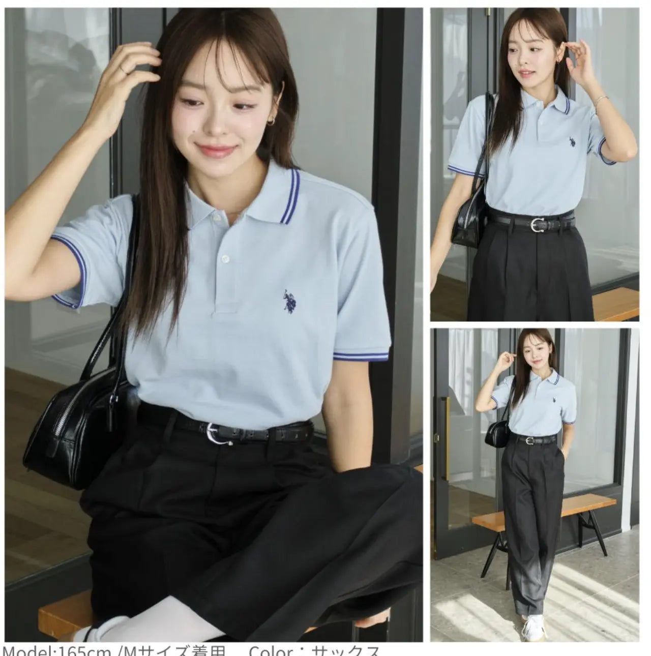 日本直送USPOLO Line Polo Shirt WEGO LADY'S
