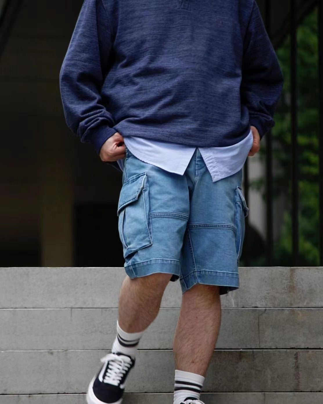 TNF PURPLE LABEL Webbing Belt Denim Cargo Shorts NT4308N 港口工廠