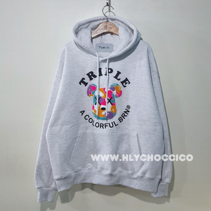 韓國直送Baron Triple Bear Embroidery Hoodie 3 Colors