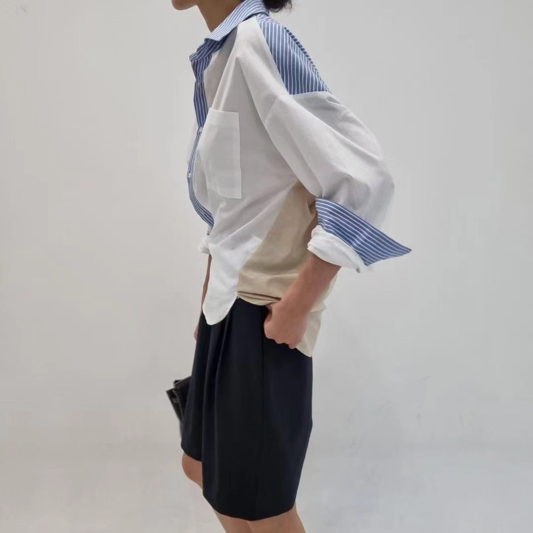 韓國直送Color Block Shirt Top  - 2 Color the porsche