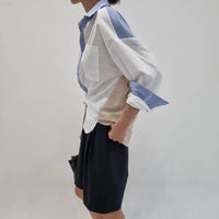 韓國直送Color Block Shirt Top  - 2 Color the porsche
