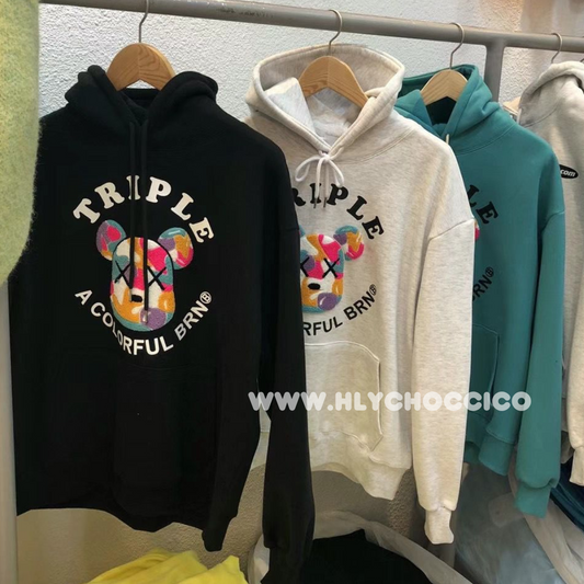 韓國直送Baron Triple Bear Embroidery Hoodie 3 Colors