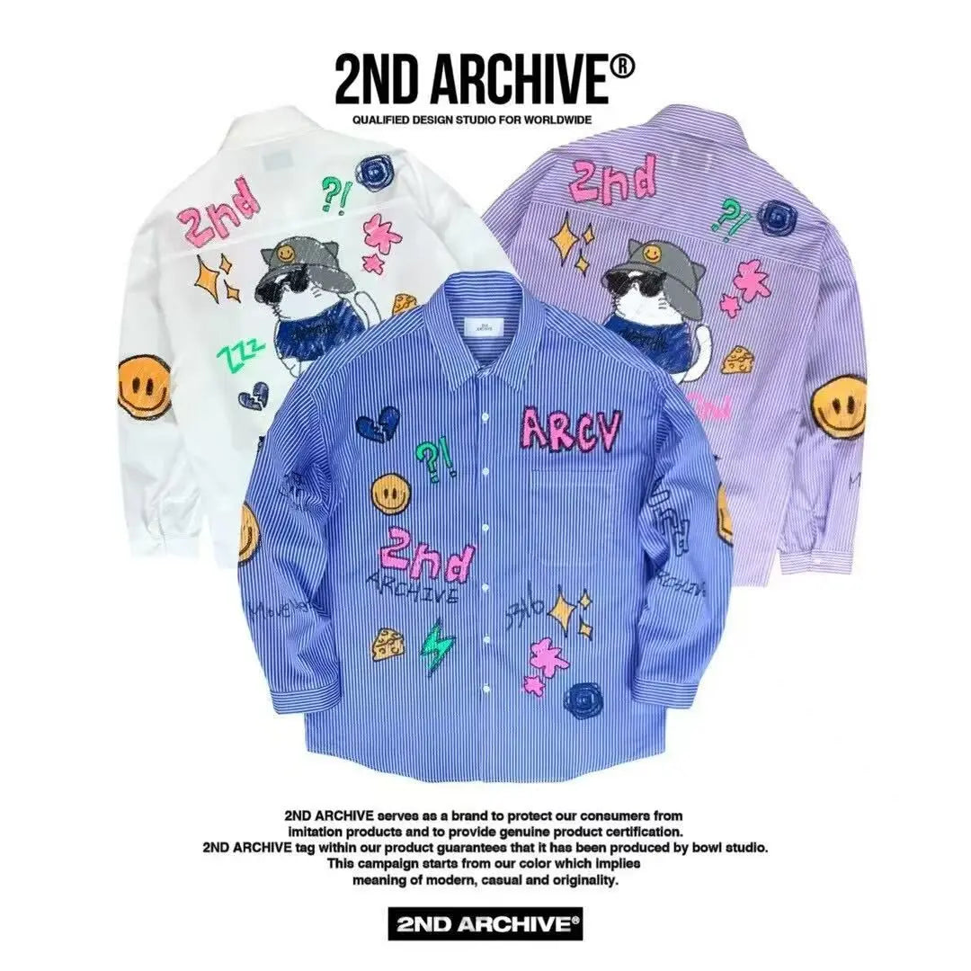 韓國直送 2ND ARCHIVE Crayon Beanie Cat Shirt