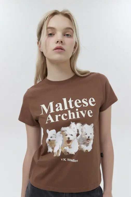 韓國直送Waikei Maltese Maltese Archive Short Sleeve T-shirt