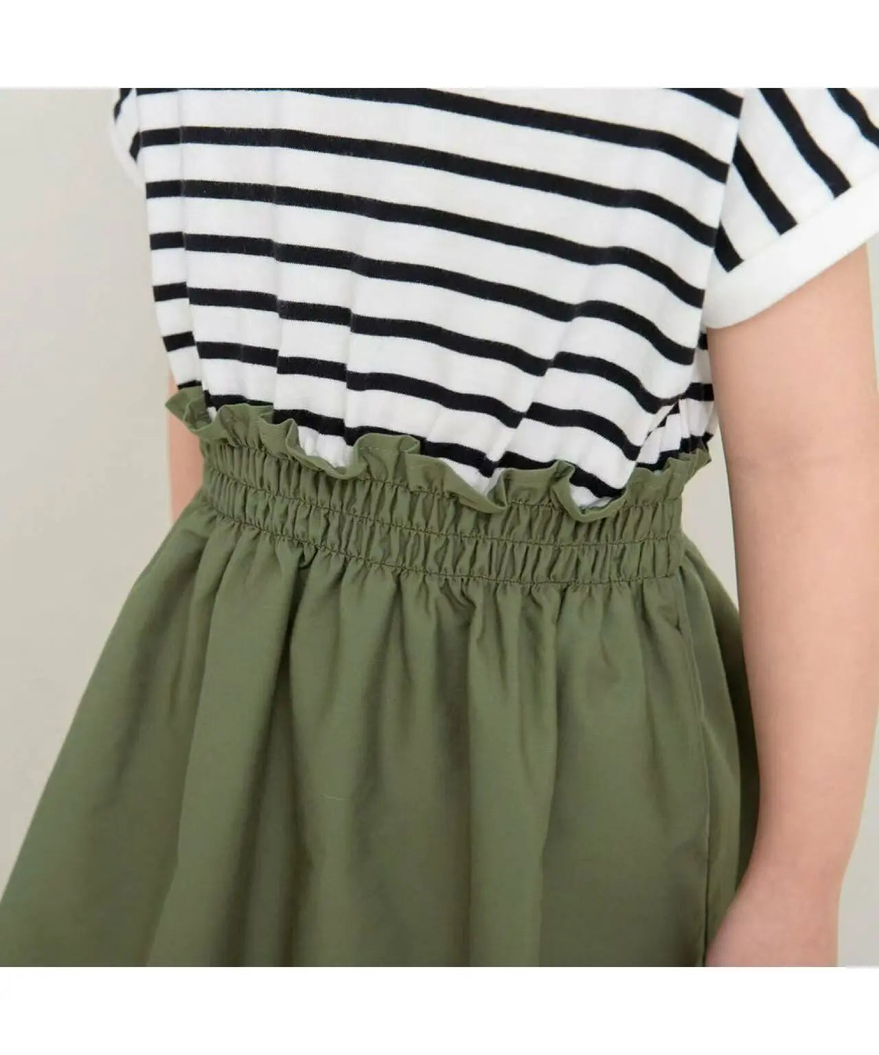 日本直送DRC Branshes  Waist-Switched Docking Short-Sleeved Dress DRC