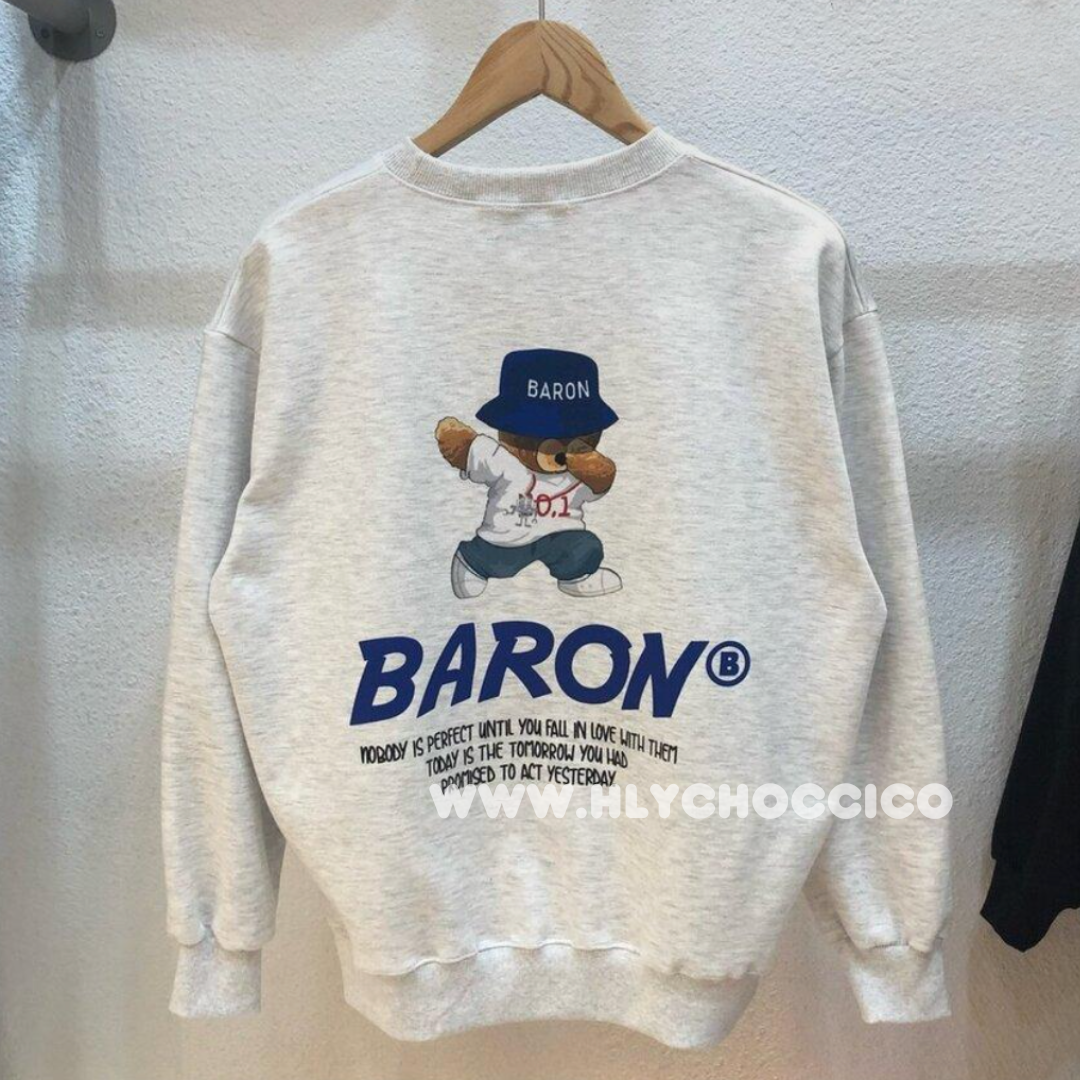 韓國直送Baron Overfit Round Bear Combination Sweatshirt 3 Colors