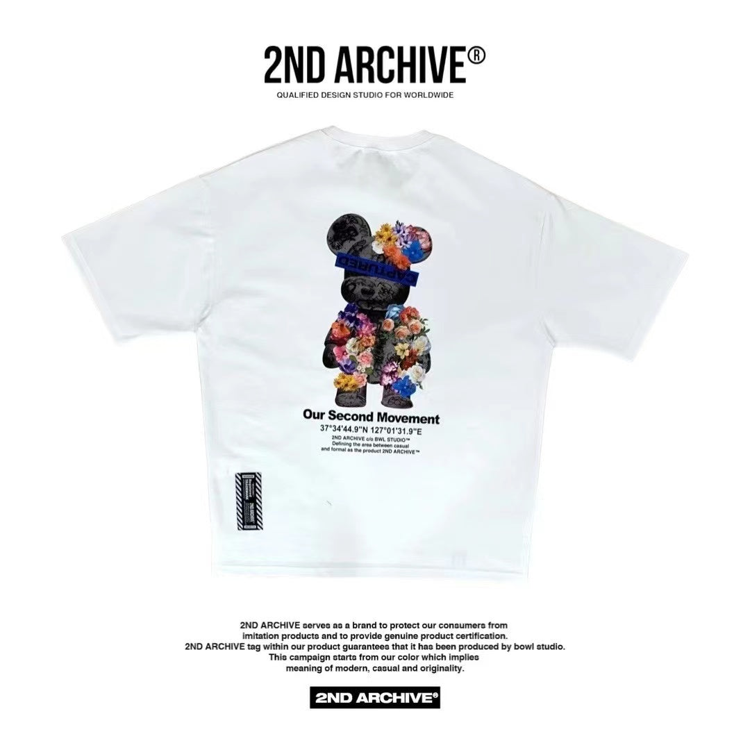 【一口價$277/件】🇰🇷韓國直送🇰🇷 2ND ARCHIVE Bear flower T-shirt - 4 Color APM 537 BOWL