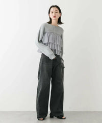 日本直送Double Zip Frill Knit Cardigan HANNA