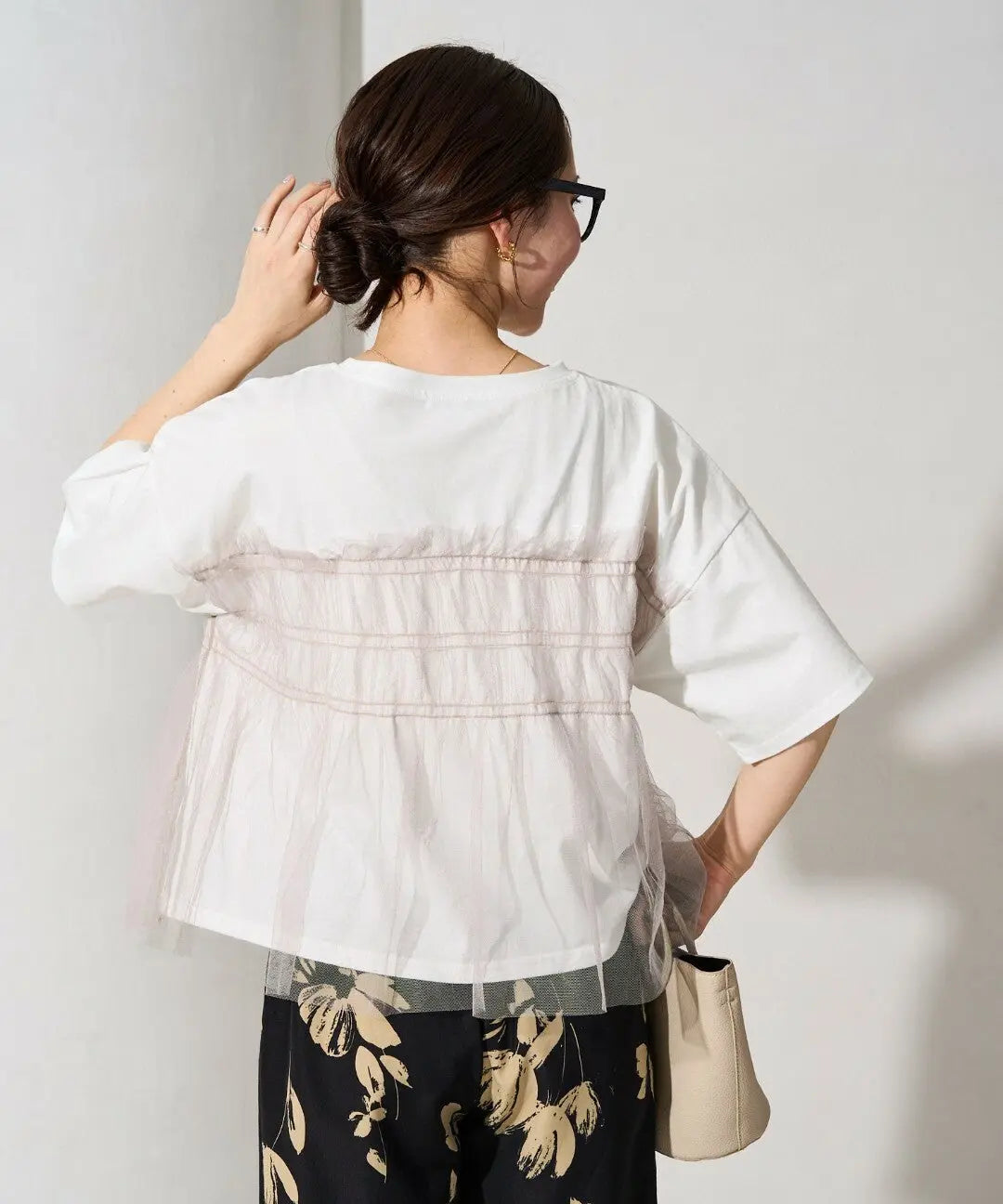 Tulle Ruffle Docking Short Sleeve T-Shirt Nya醬外貿服飾 (大廠)