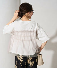 Tulle Ruffle Docking Short Sleeve T-Shirt Nya醬外貿服飾 (大廠)