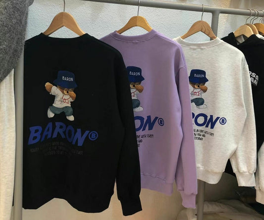 韓國直送Baron Overfit Round Bear Combination Sweatshirt 3 Colors