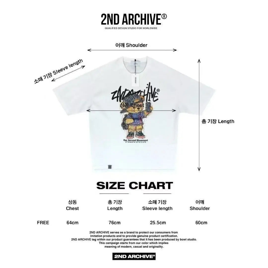 韓國直送🇰🇷 2ND ARCHIVE Bear Street Style T-shirt APM 537 BOWL