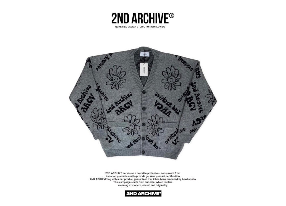 【一口價$410/件】🇰🇷韓國直送🇰🇷 2ND ARCHIVE Flower Pattern Smiley Cardigan 2ND ARCHIVE