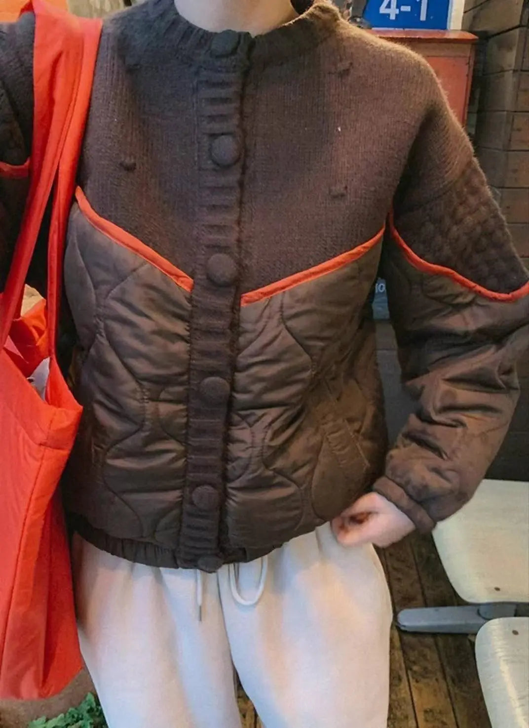 韓國直送Patchwork Quilted Jacket