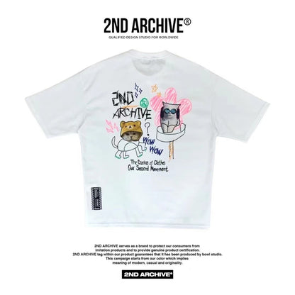 【一口價$277/件】🇰🇷韓國直送🇰🇷 2ND ARCHIVE Pink Flower Cat T-shirt - 4 Color