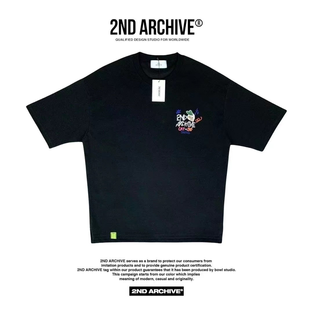 【一口價$277/件】🇰🇷韓國直送🇰🇷 2ND ARCHIVE Pink Flower Cat T-shirt - 4 Color