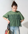 Tulle Ruffle Docking Short Sleeve T-Shirt