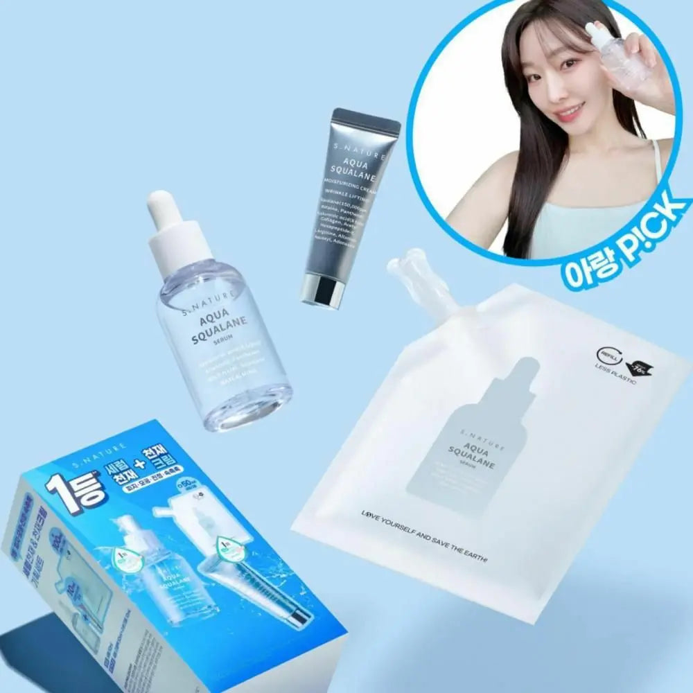 💦S.Nature Aqua Squalane Serum 角鯊烷補水精華50ml＋refill 50ml＋面霜10ml