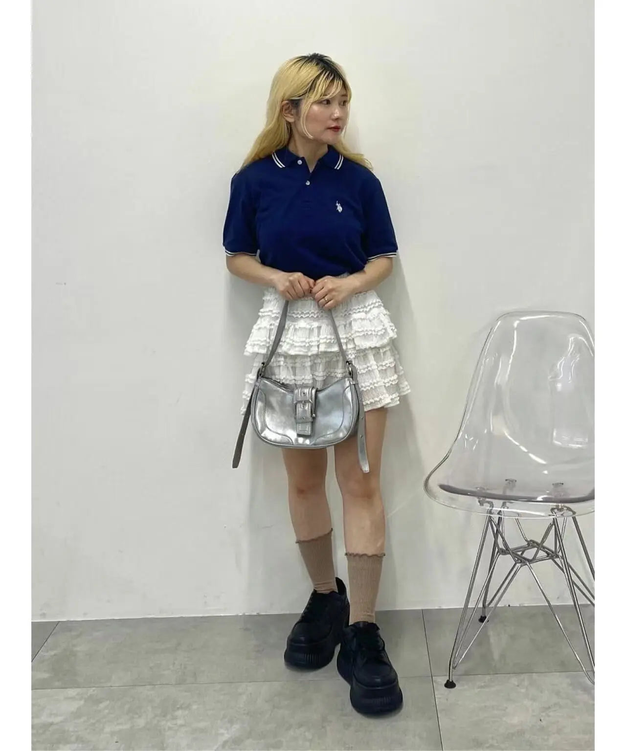 日本直送USPOLO Line Polo Shirt WEGO LADY'S