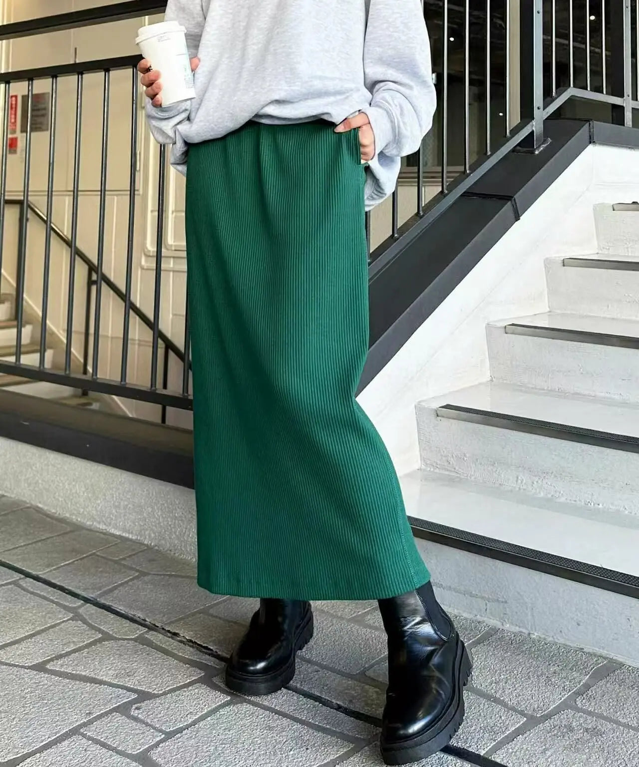 日本直送 Ribbed Tight Long Skirt