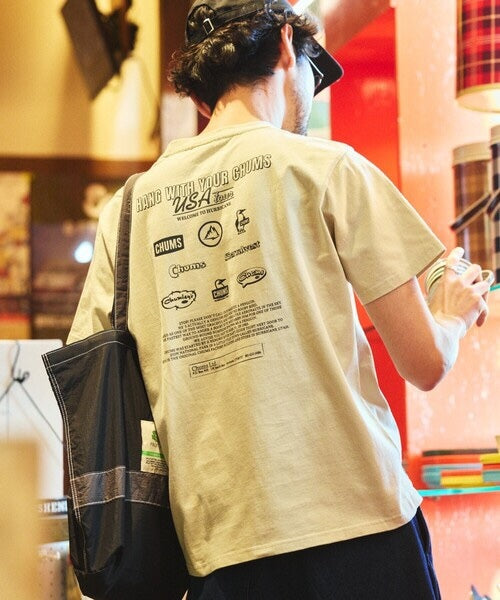 CHUMS 別注 history back print crew neck T-shirt -4 Color