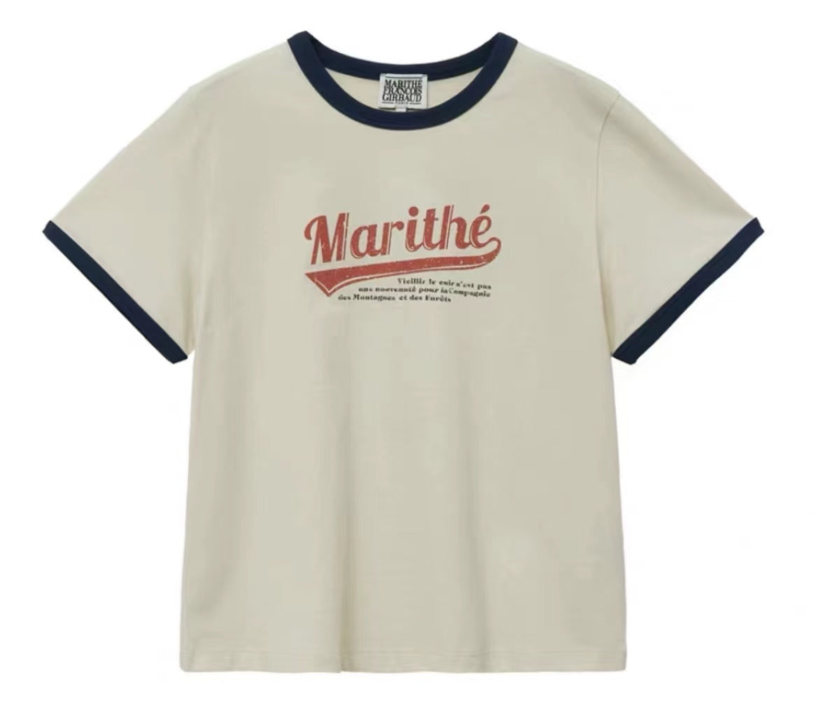MARITHE FRANCOIS GIRBAUD VINTAGE BASEBALL RINGER TEE