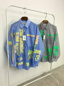 【一口價$379/件】🇰🇷韓國直送🇰🇷 2ND ARCHIVE Overfit Neon Lettering Striped Shirt 2ND ARCHIVE