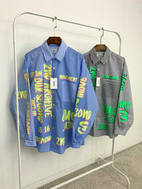 【一口價$379/件】🇰🇷韓國直送🇰🇷 2ND ARCHIVE Overfit Neon Lettering Striped Shirt 2ND ARCHIVE