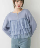 日本直送Double Zip Frill Knit Cardigan HANNA