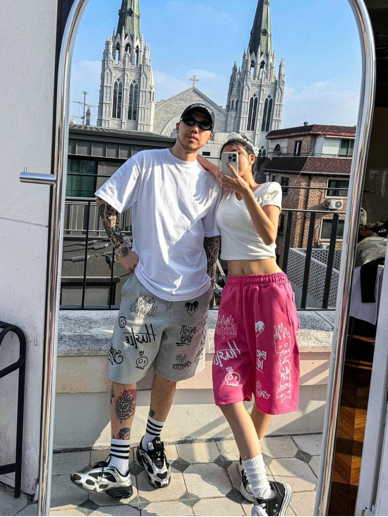 韓國直送 PLUS 82 HIYA Firework Graffiti Shorts - HLY & CHOCCICO