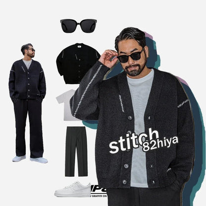 韓國直送 PLUS 82 HIYA Handmade Stitch Cardigan - HLY &amp; CHOCCICO