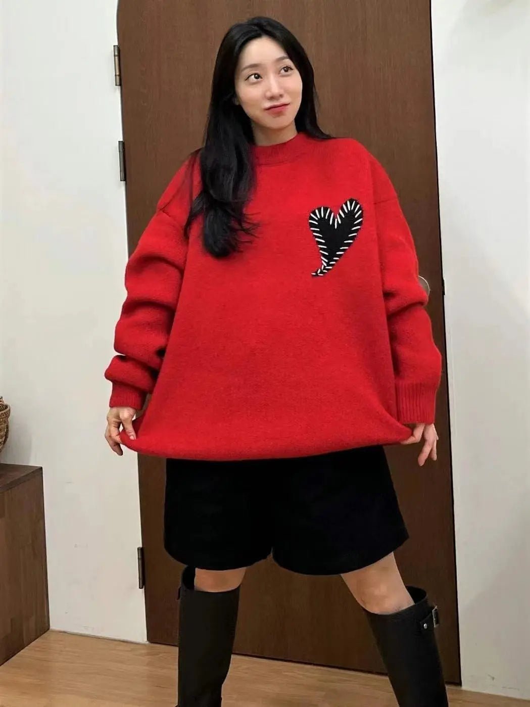 韓國直送 PLUS 82 HIYA  Heart Stitch Knit- 3 Color - HLY & CHOCCICO